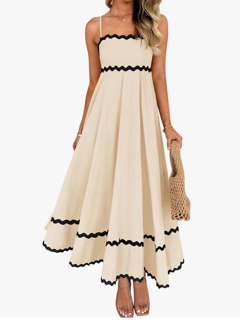ZESICA Sleeveless Backless Sundress Flowy Smocked Lace Swing Midi Dress NEW